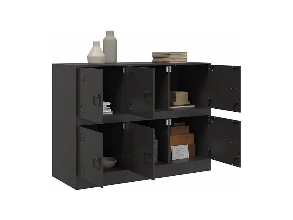 Commode à 6 casiers en acier Klavin 99cm - Style industriel-Couleur Noir