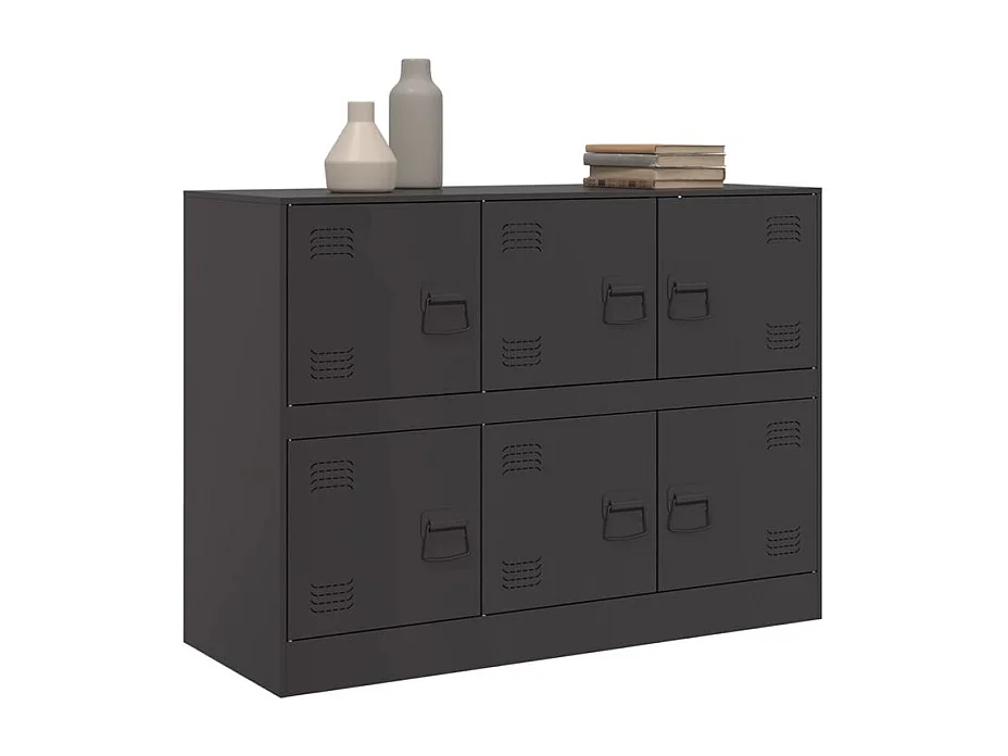 Commode à 6 casiers en acier Klavin 99cm - Style industriel-Couleur Noir