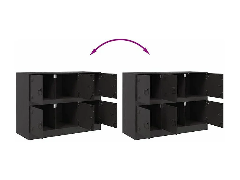 Commode à 6 casiers en acier Klavin 99cm - Style industriel-Couleur Noir