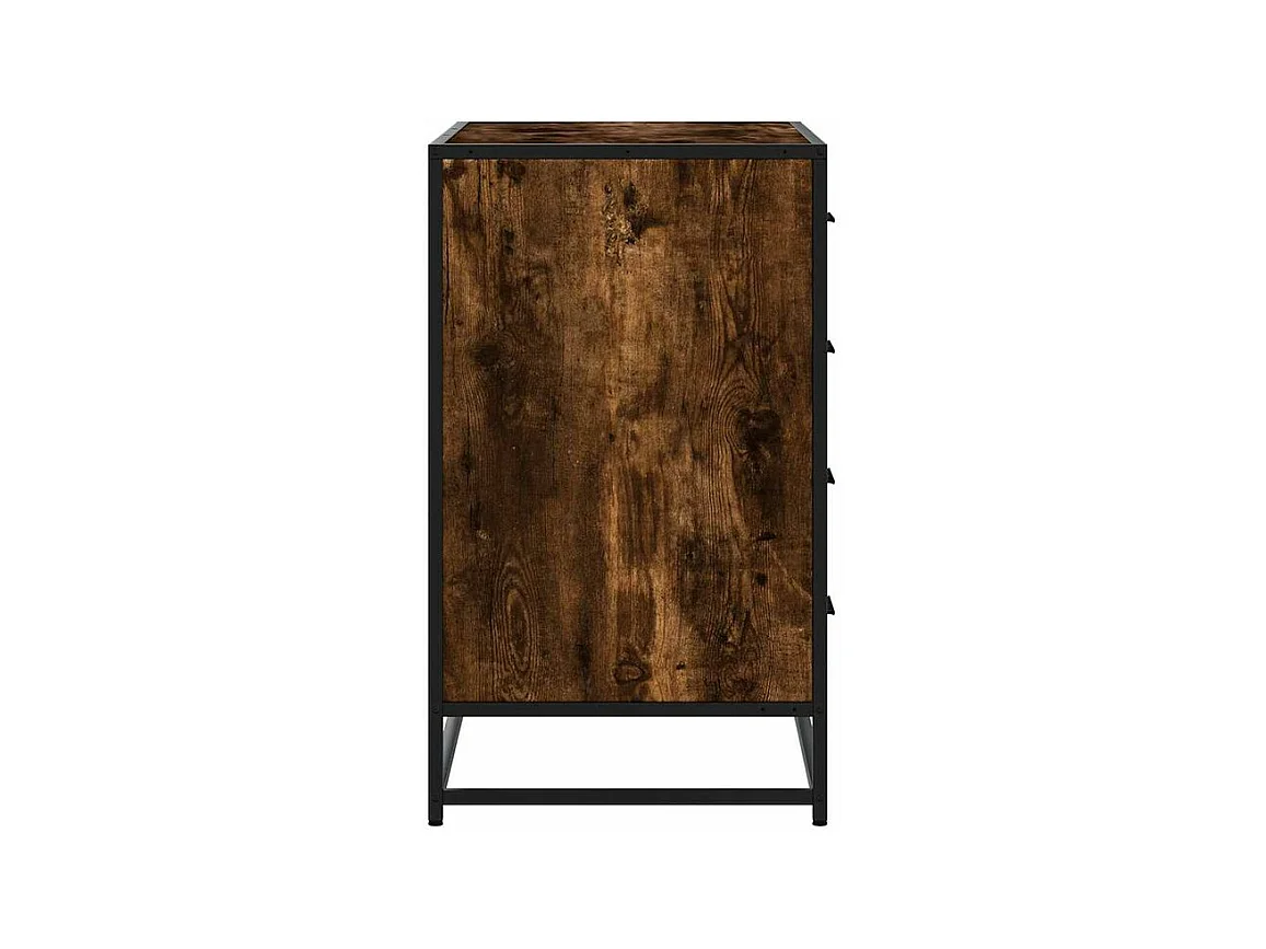 Commode 4 tiroirs Dovany L70xH70xP41 - Bois et métal-Couleur Marron fumé