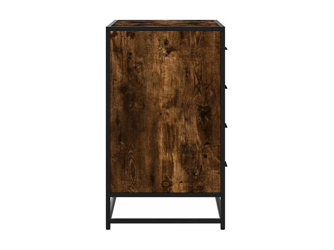 Commode 4 tiroirs Dovany L70xH70xP41 - Bois et métal-Couleur Marron fumé