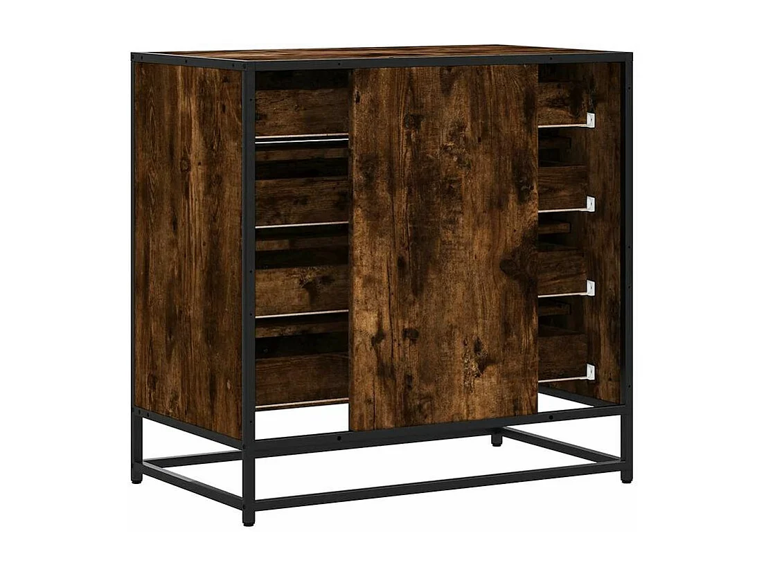 Commode 4 tiroirs Dovany L70xH70xP41 - Bois et métal-Couleur Marron fumé