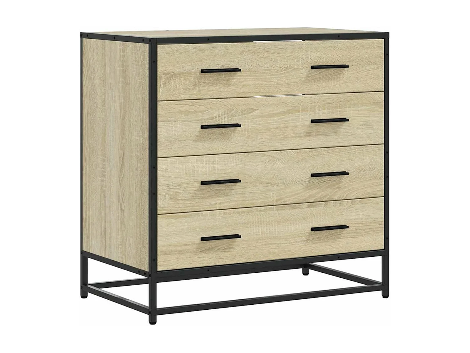 Commode 4 tiroirs Dovany L70xH70xP41 - Bois et métal-Couleur Marron fumé