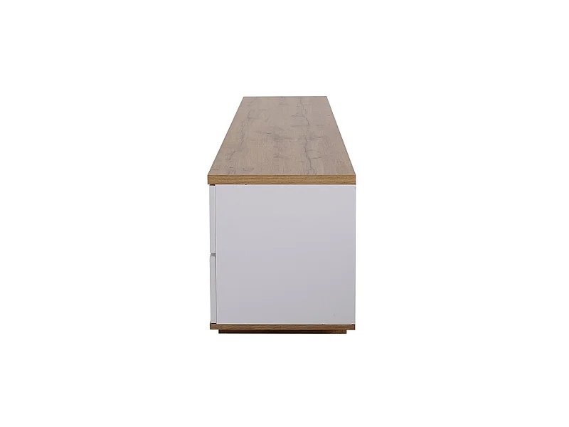 Mobile TV con 6 ante e 2 nicchie in MDF - Bianco e naturale - 180x38x46cm