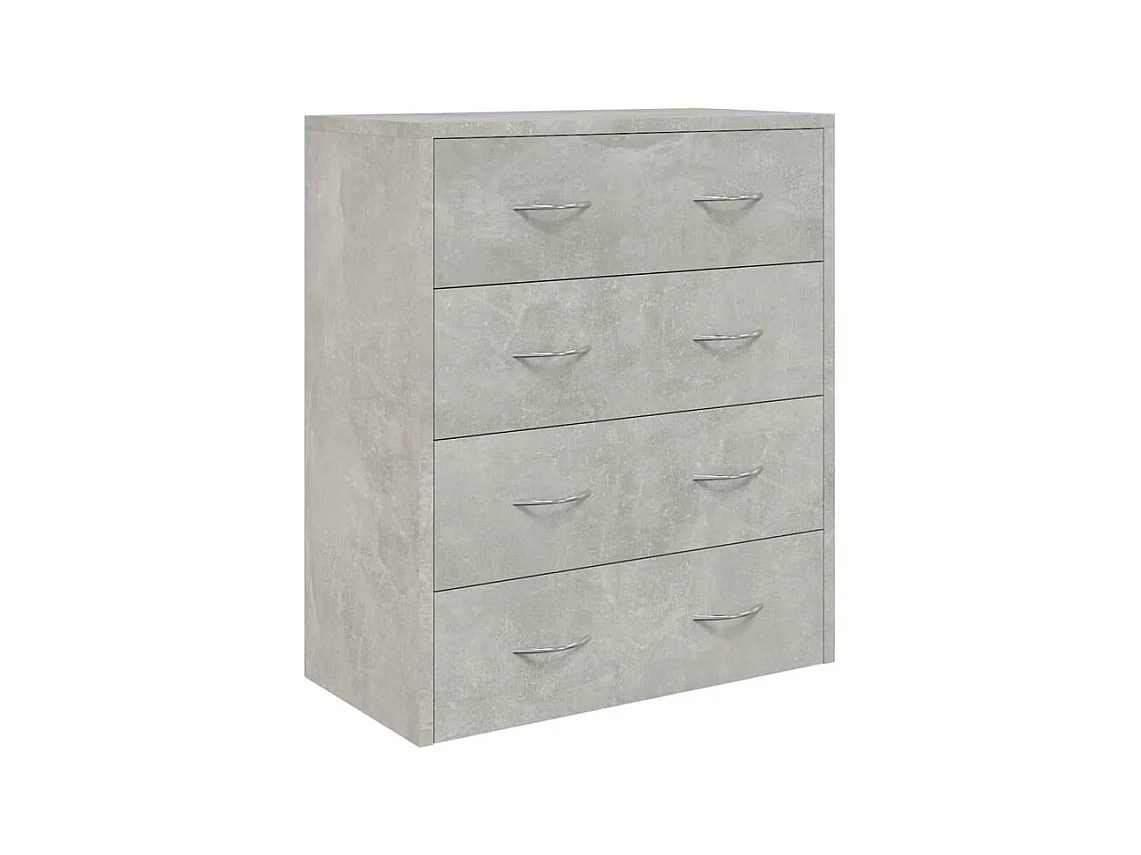 Commode 4 tiroirs Chikee 60cm - Bois d'ingénierie-Couleur Gris béton
