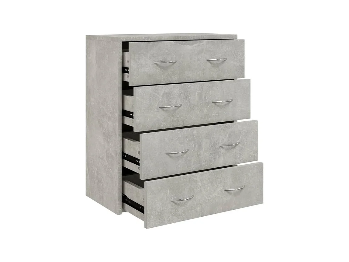 Commode 4 tiroirs Chikee 60cm - Bois d'ingénierie-Couleur Gris béton