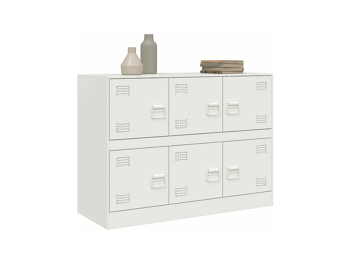 Commode à 6 casiers en acier Klavin 99cm - Style industriel-Couleur Blanc