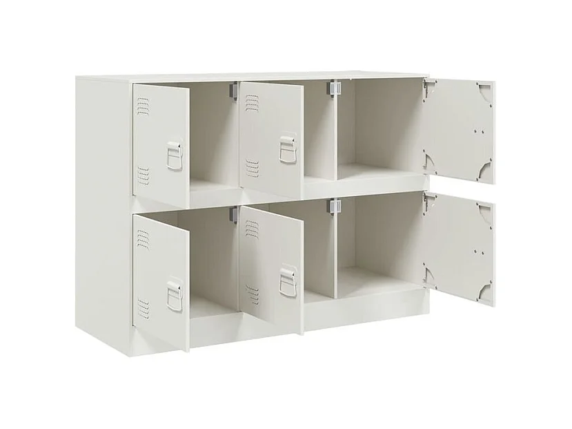 Commode à 6 casiers en acier Klavin 99cm - Style industriel-Couleur Blanc