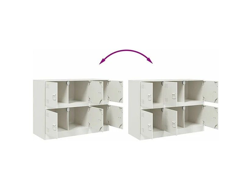 Commode à 6 casiers en acier Klavin 99cm - Style industriel-Couleur Blanc