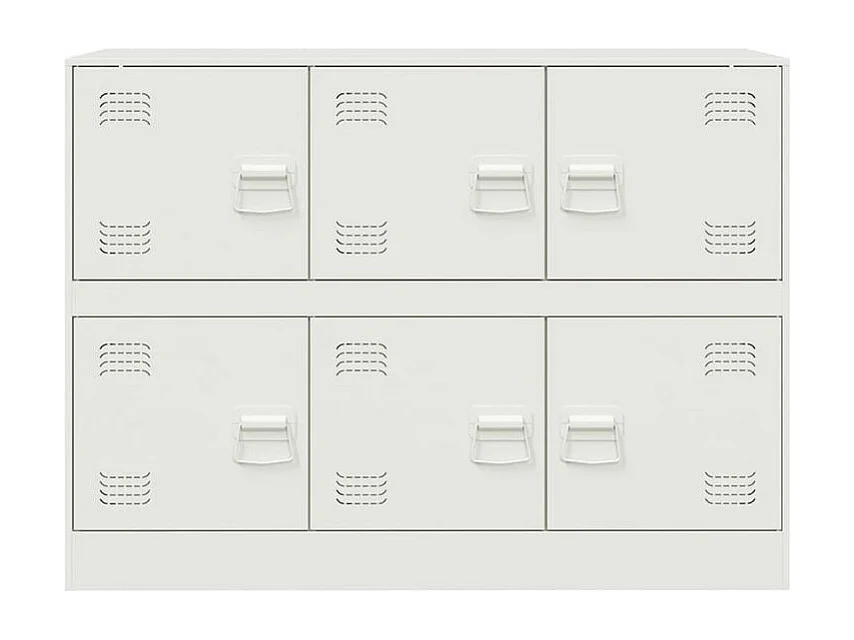 Commode à 6 casiers en acier Klavin 99cm - Style industriel-Couleur Blanc