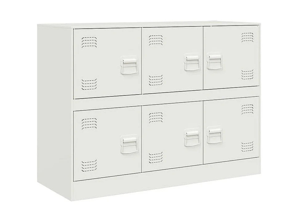 Commode à 6 casiers en acier Klavin 99cm - Style industriel-Couleur Blanc