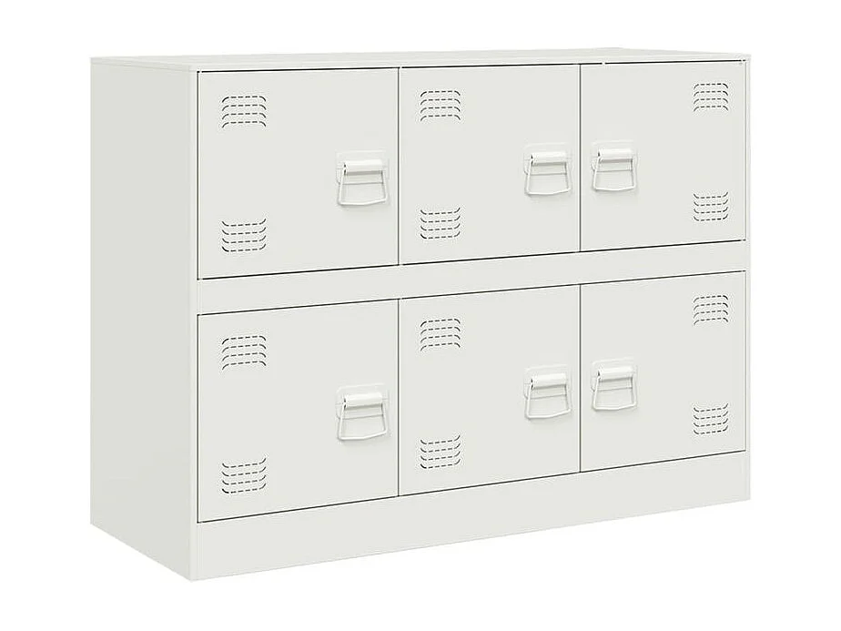 Commode à 6 casiers en acier Klavin 99cm - Style industriel-Couleur Blanc