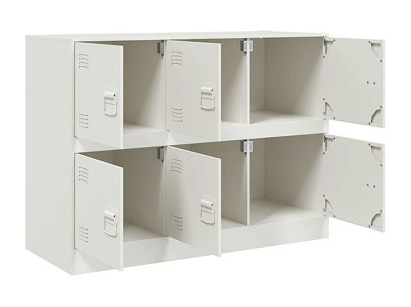 Commode à 6 casiers en acier Klavin 99cm - Style industriel-Couleur Blanc