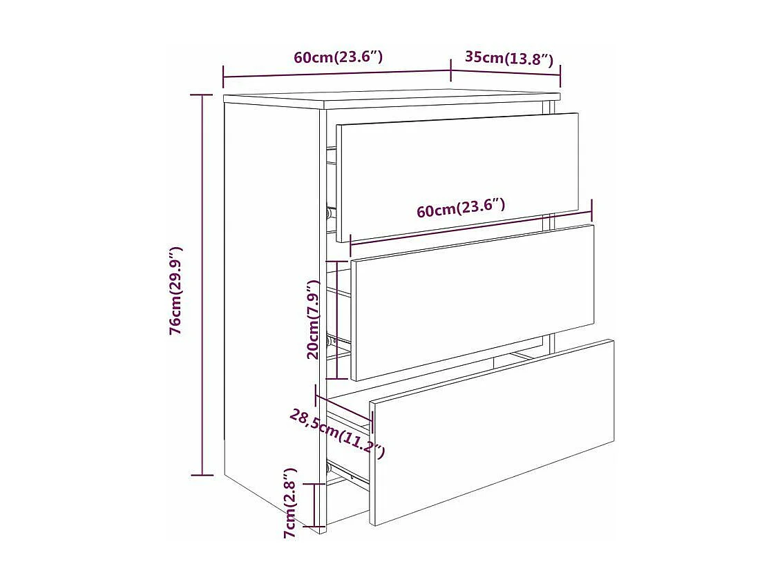 Commode en bois Agency 60cm - Élégance et praticité au quotidien-Couleur Marron fumé