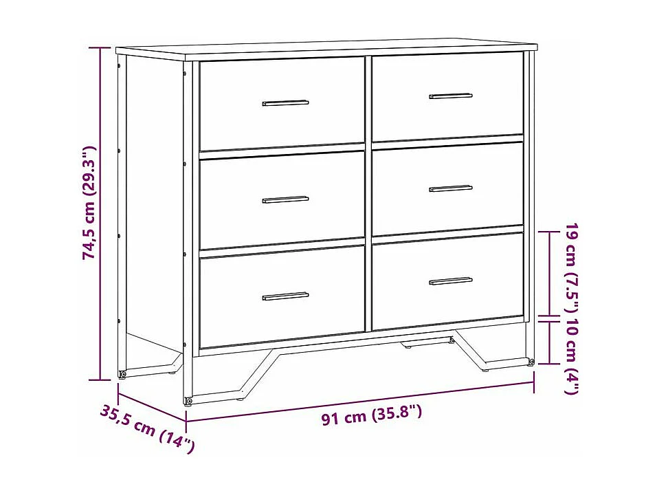 Commode sonoma gris 91x35,5x74,5 bois d'ingénierie