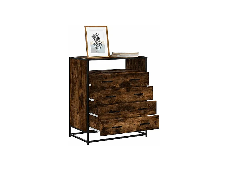 Commode chêne fumé 70x41x70 bois d'ingénierie