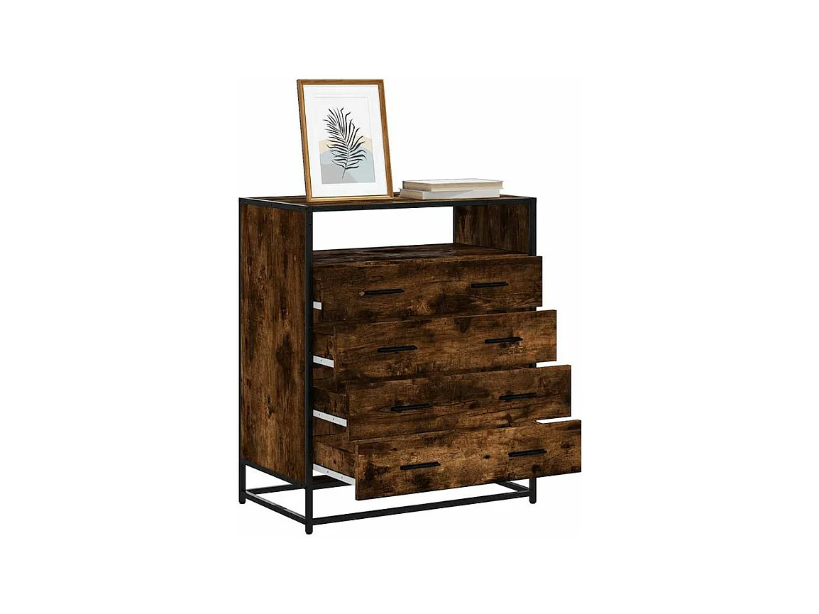 Commode chêne fumé 70x41x70 bois d'ingénierie