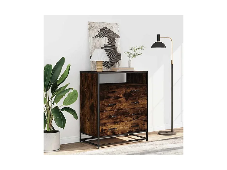 Commode chêne fumé 70x41x70 bois d'ingénierie