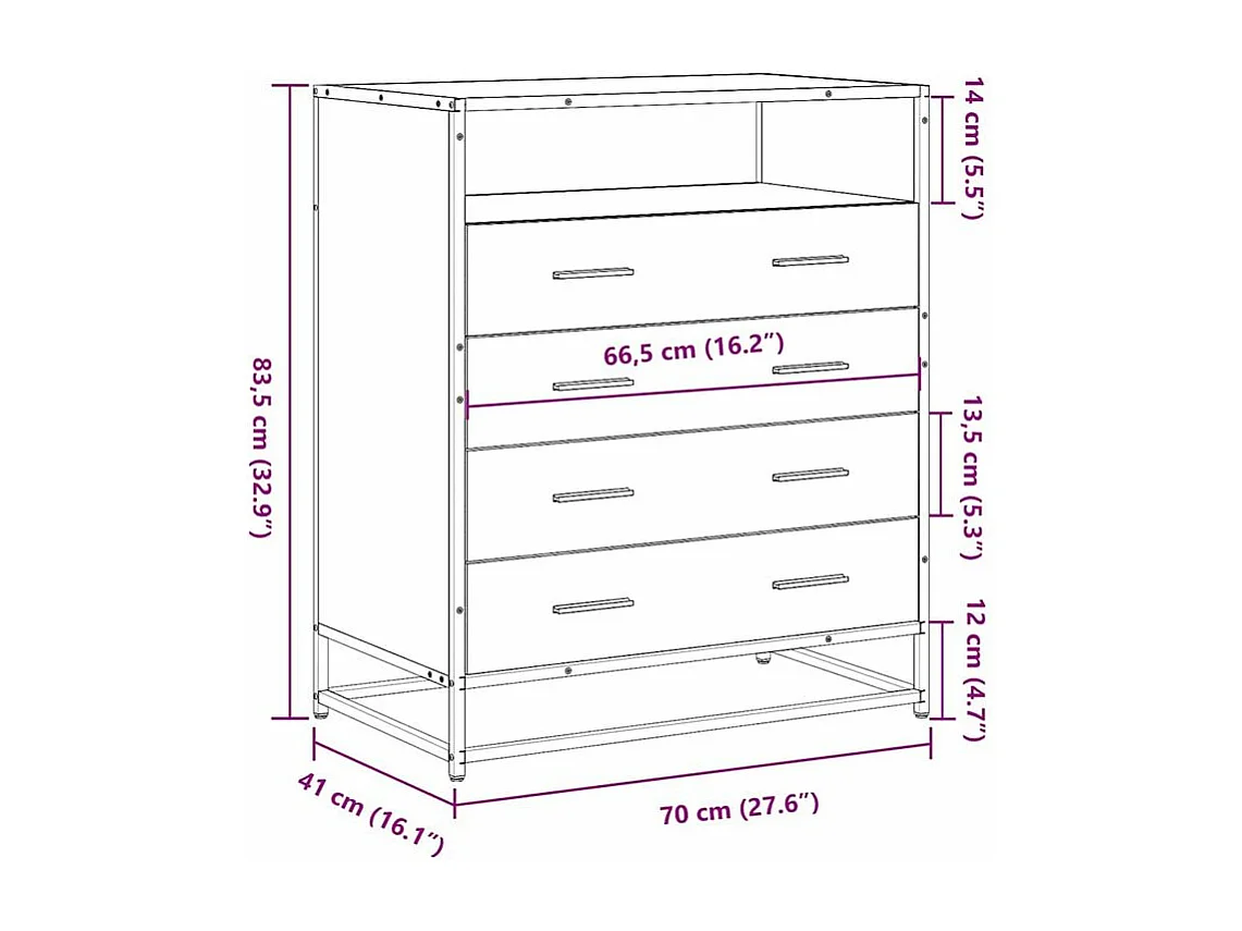 Commode chêne fumé 70x41x70 bois d'ingénierie