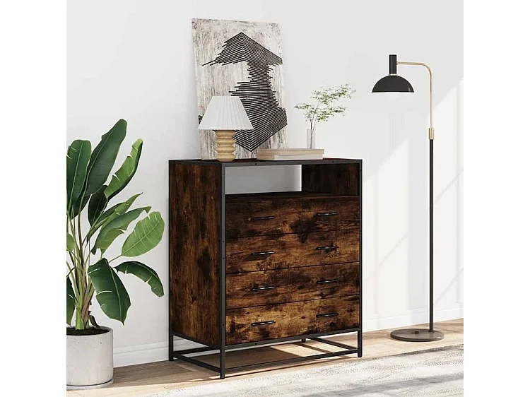 Commode chêne fumé 70x41x70 bois d'ingénierie