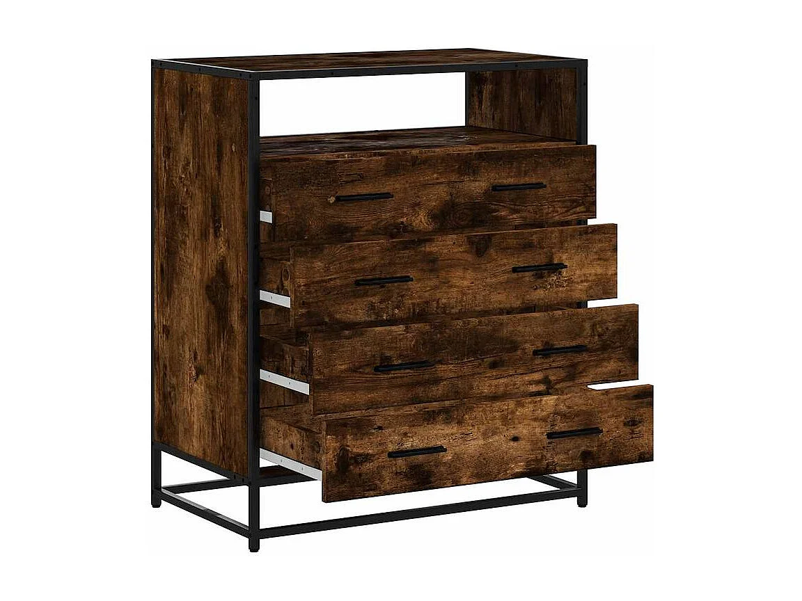 Commode chêne fumé 70x41x70 bois d'ingénierie