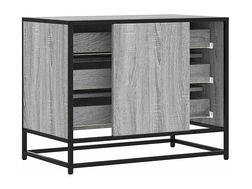 Commode 3 tiroirs Dovany L70xH56xP41 - Bois et métal-Couleur Chêne gris