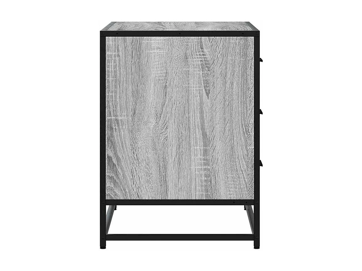 Commode 3 tiroirs Dovany L70xH56xP41 - Bois et métal-Couleur Chêne gris