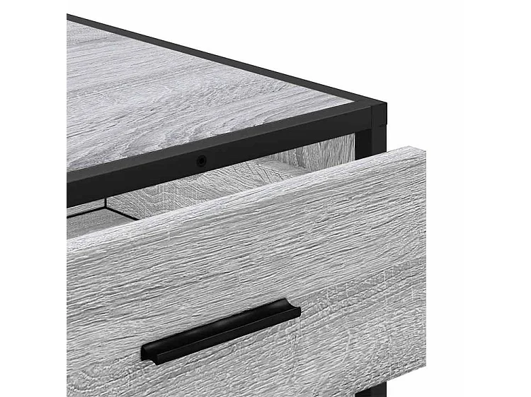 Commode 3 tiroirs Dovany L70xH56xP41 - Bois et métal-Couleur Chêne gris