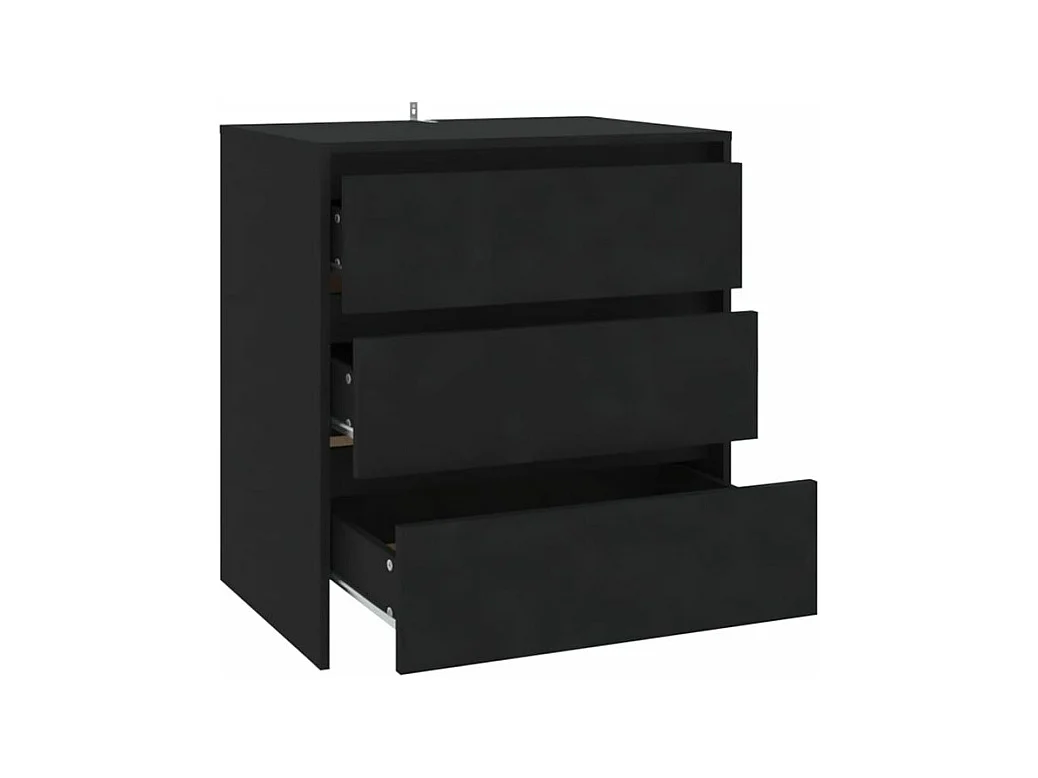 Commode 3 tiroirs en bois Klary 70cm - intemporelle et fonctionnelle-Couleur Noir