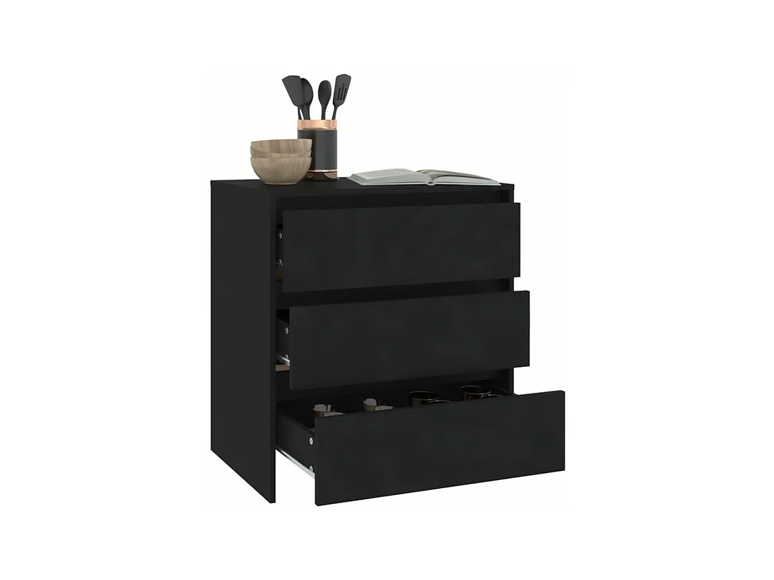 Commode 3 tiroirs en bois Klary 70cm - intemporelle et fonctionnelle-Couleur Noir