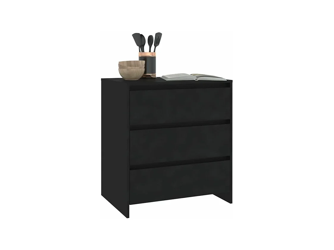 Commode 3 tiroirs en bois Klary 70cm - intemporelle et fonctionnelle-Couleur Noir