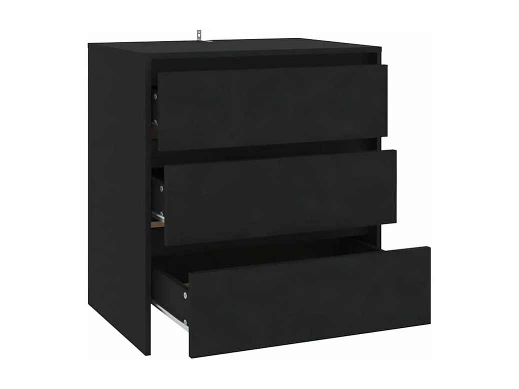 Commode 3 tiroirs en bois Klary 70cm - intemporelle et fonctionnelle-Couleur Noir
