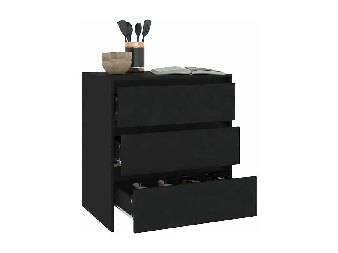 Commode 3 tiroirs en bois Klary 70cm - intemporelle et fonctionnelle-Couleur Noir