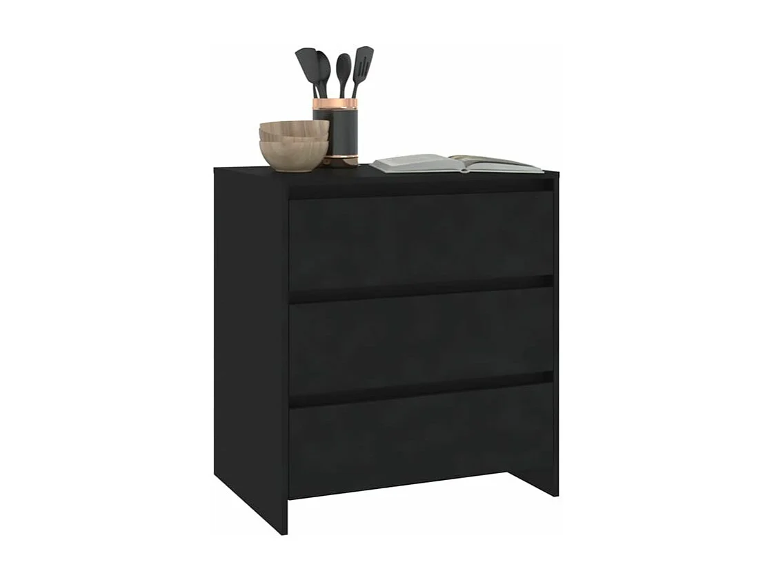 Commode 3 tiroirs en bois Klary 70cm - intemporelle et fonctionnelle-Couleur Noir