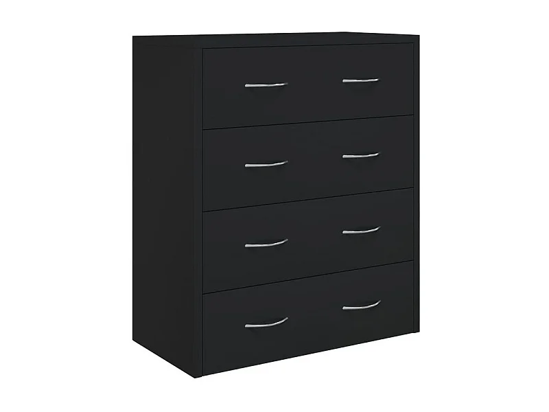 Commode 4 tiroirs Chikee 60cm - Bois d'ingénierie-Couleur Noir