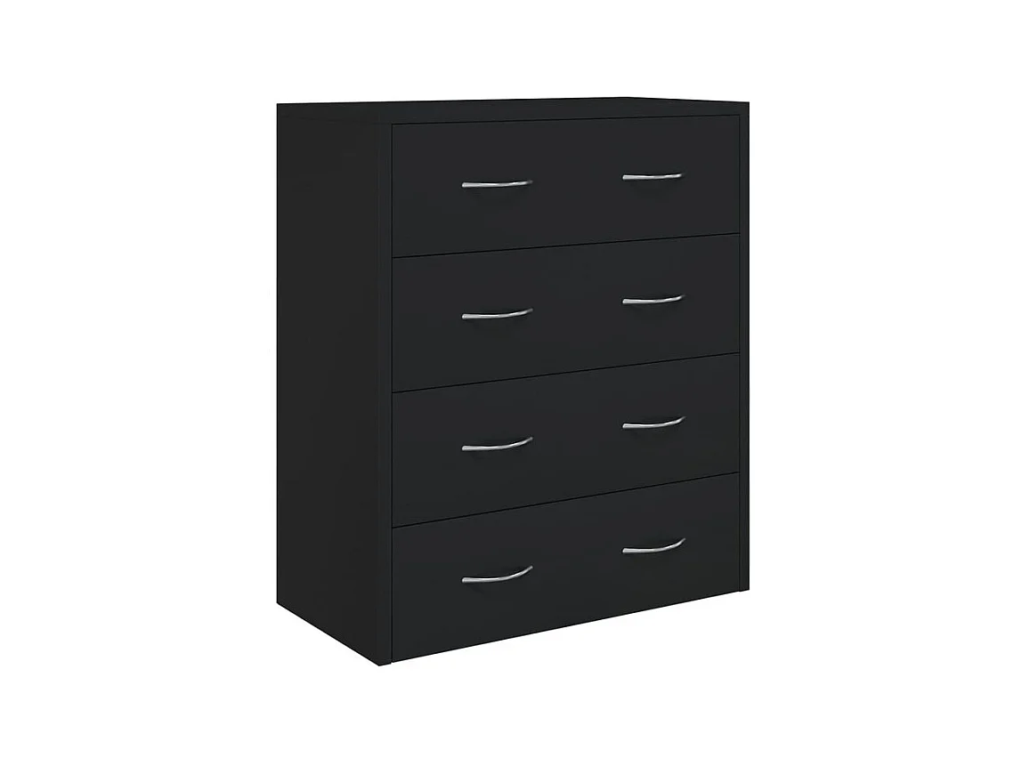 Commode 4 tiroirs Chikee 60cm - Bois d'ingénierie-Couleur Noir