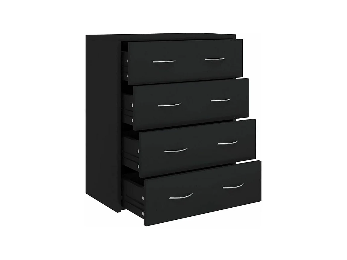 Commode 4 tiroirs Chikee 60cm - Bois d'ingénierie-Couleur Noir