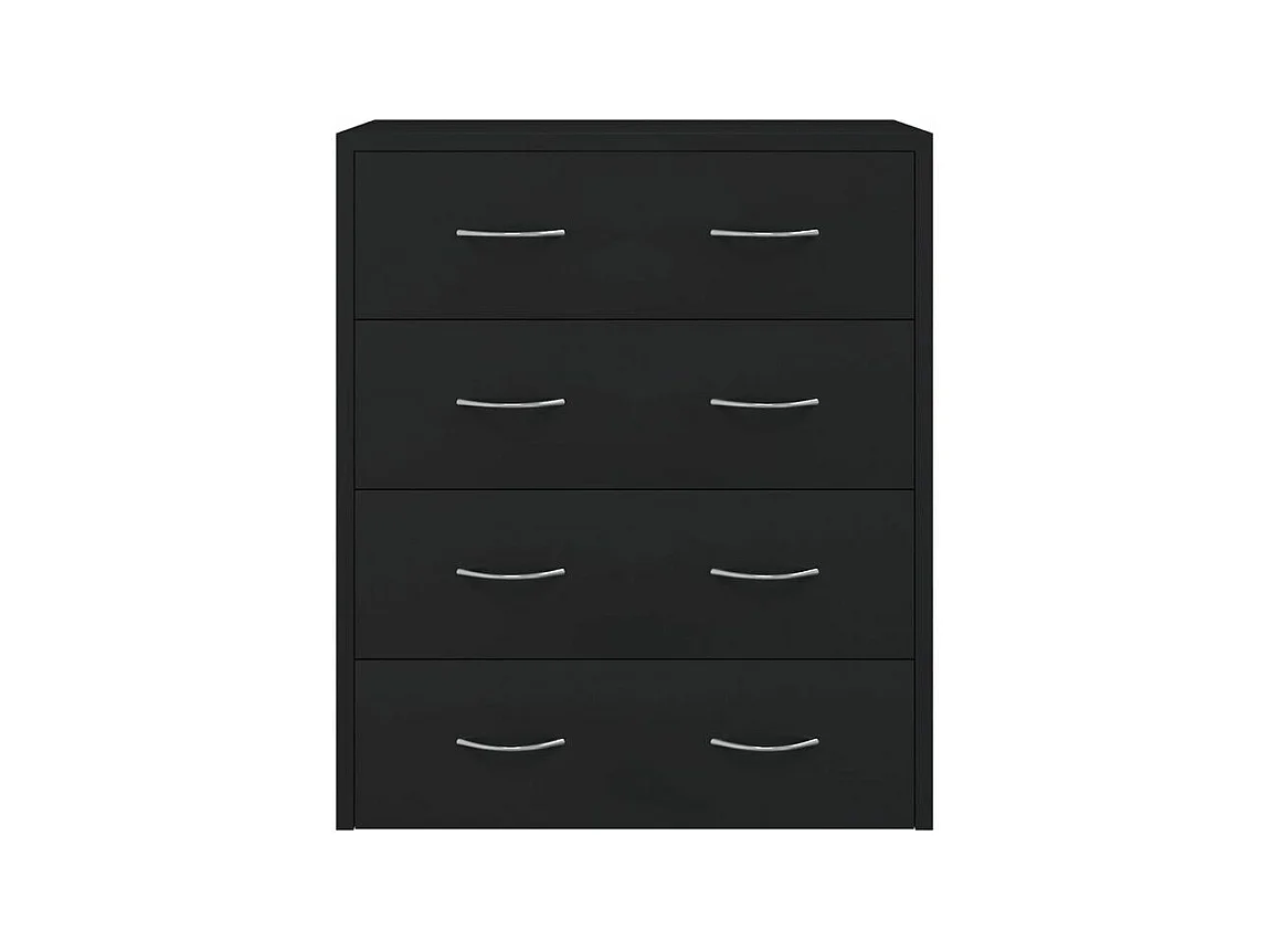 Commode 4 tiroirs Chikee 60cm - Bois d'ingénierie-Couleur Noir