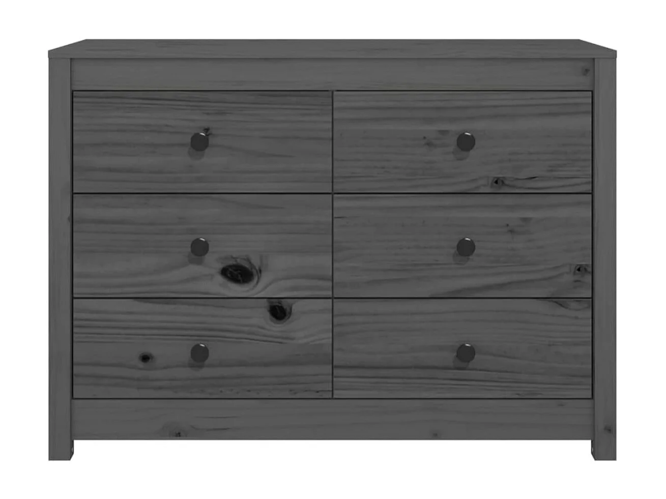 Commode 6 tiroirs en bois de pin massif 100cm – Collection Kaskita-Couleur Blanc