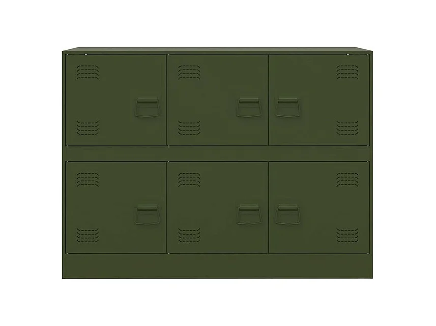 Commode à 6 casiers en acier Klavin 99cm - Style industriel-Couleur Vert olive