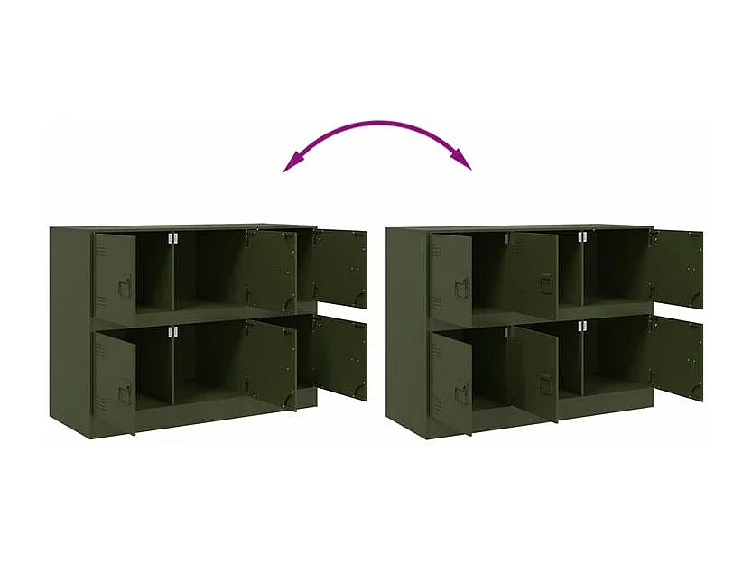 Commode à 6 casiers en acier Klavin 99cm - Style industriel-Couleur Vert olive