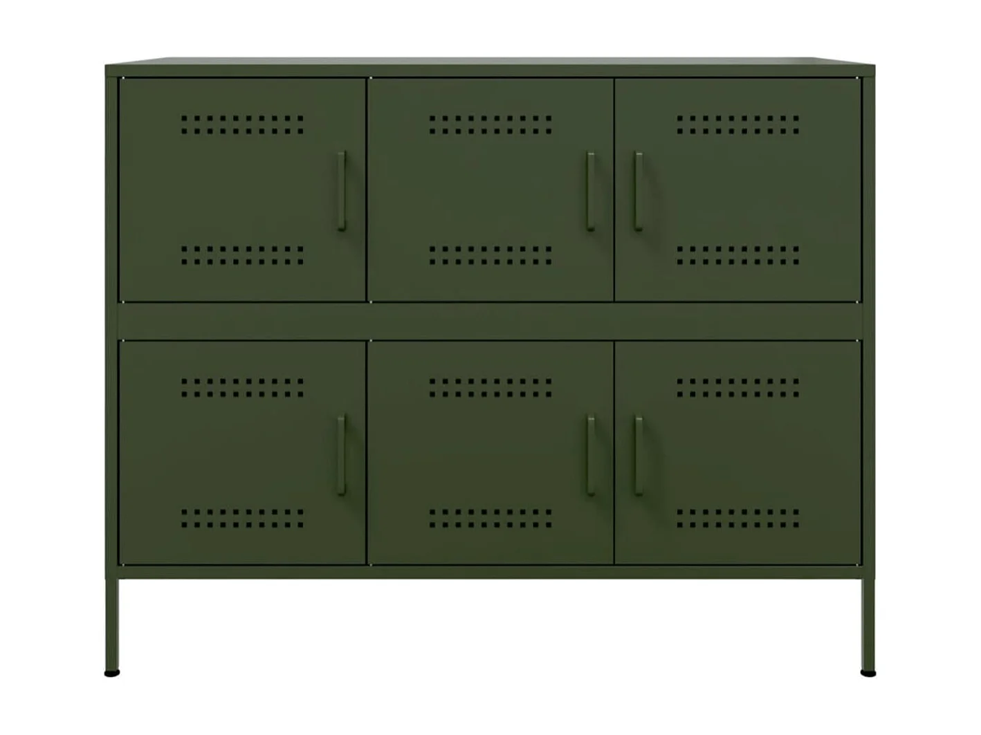 Commode à 6 casiers en acier Klavin 99cm - Style industriel-Couleur Vert olive