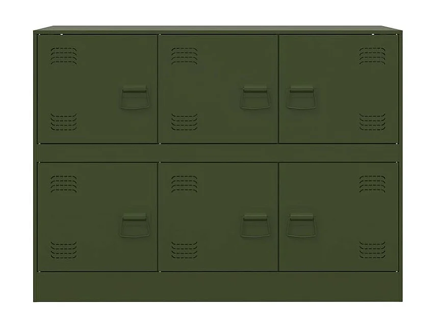 Commode à 6 casiers en acier Klavin 99cm - Style industriel-Couleur Vert olive