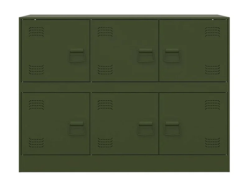 Commode à 6 casiers en acier Klavin 99cm - Style industriel-Couleur Vert olive