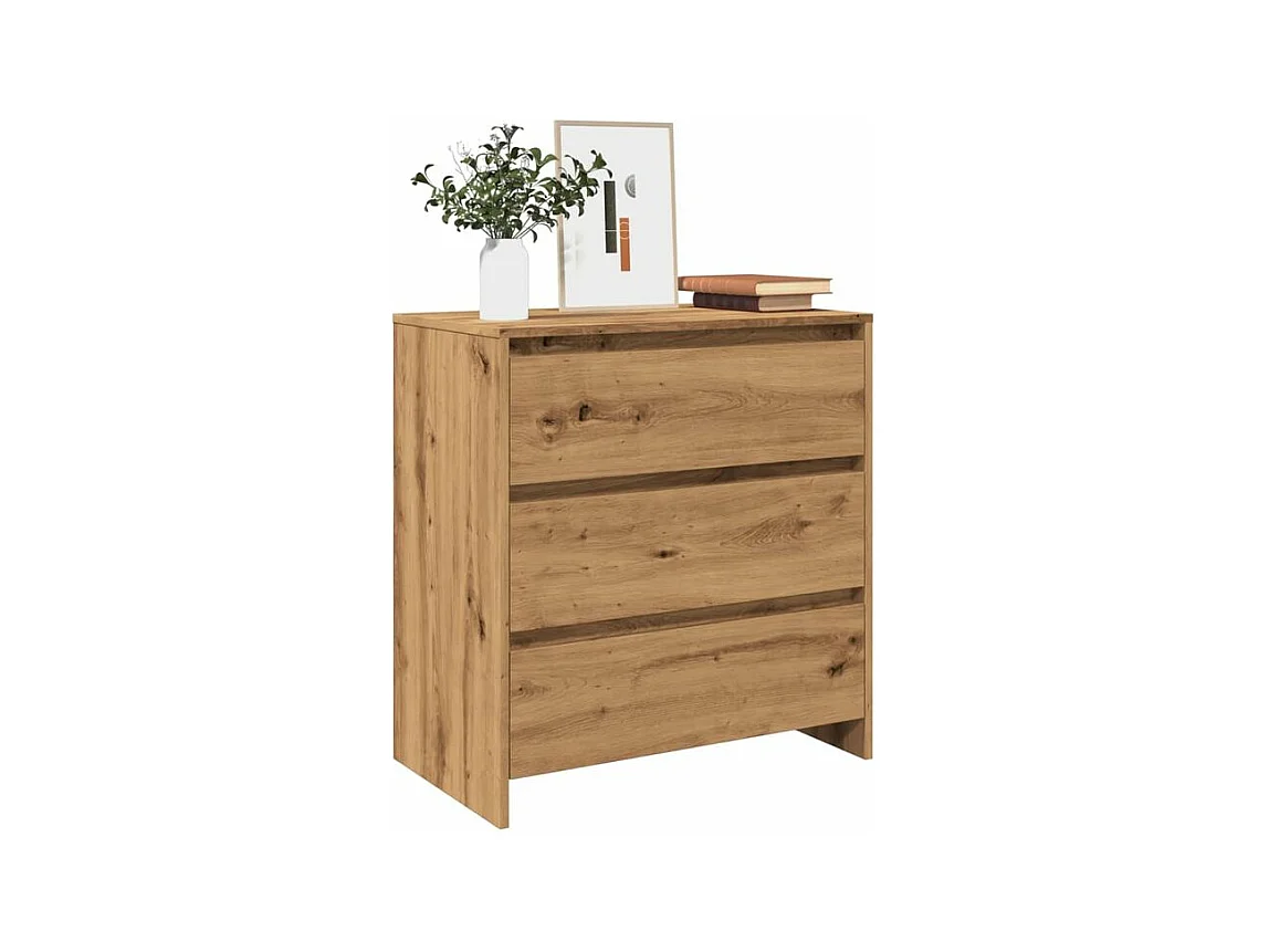 Commode 3 tiroirs en bois Klary 70cm - intemporelle et fonctionnelle-Couleur Marron clair