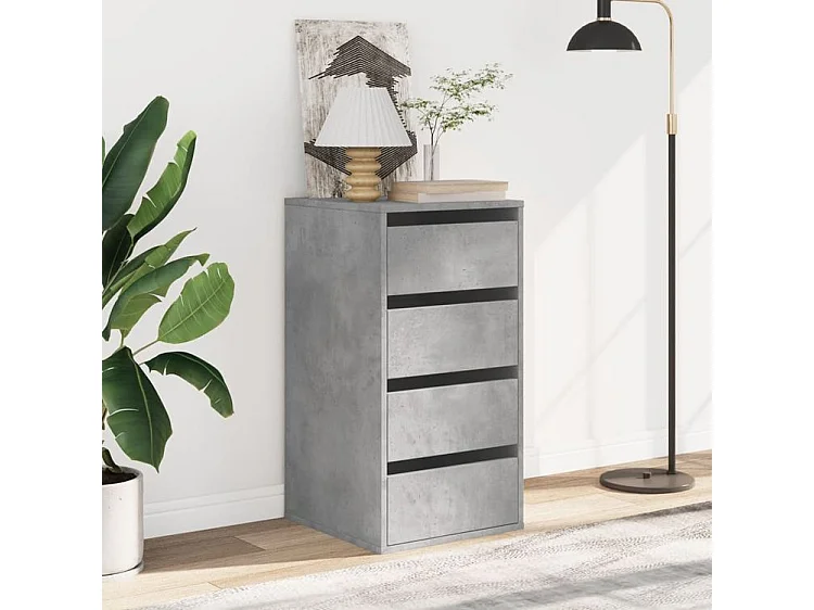 Commode d'angle gris béton 40x41x76 bois d'ingénierie