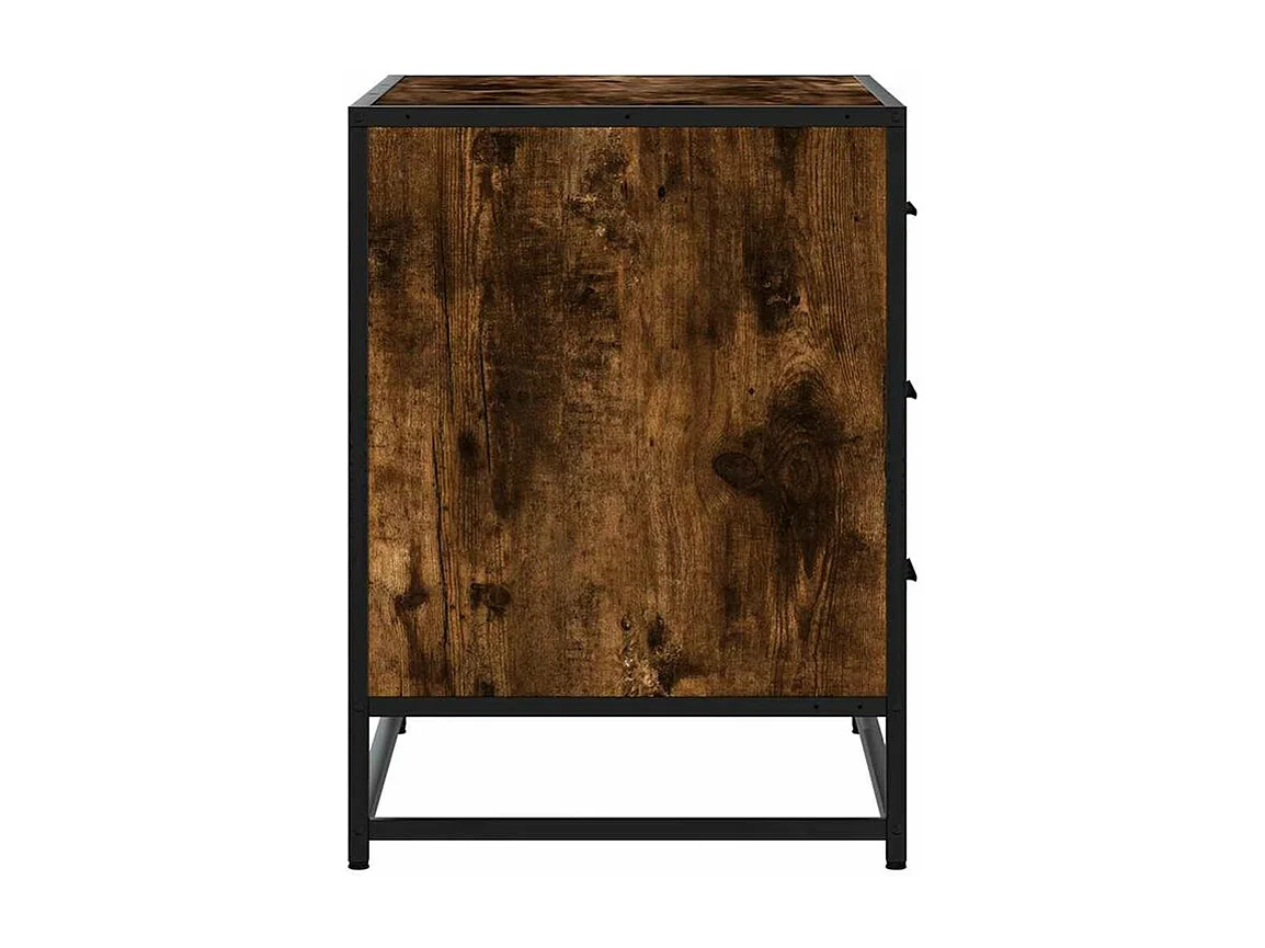 Commode 3 tiroirs Dovany L70xH56xP41 - Bois et métal-Couleur Marron fumé