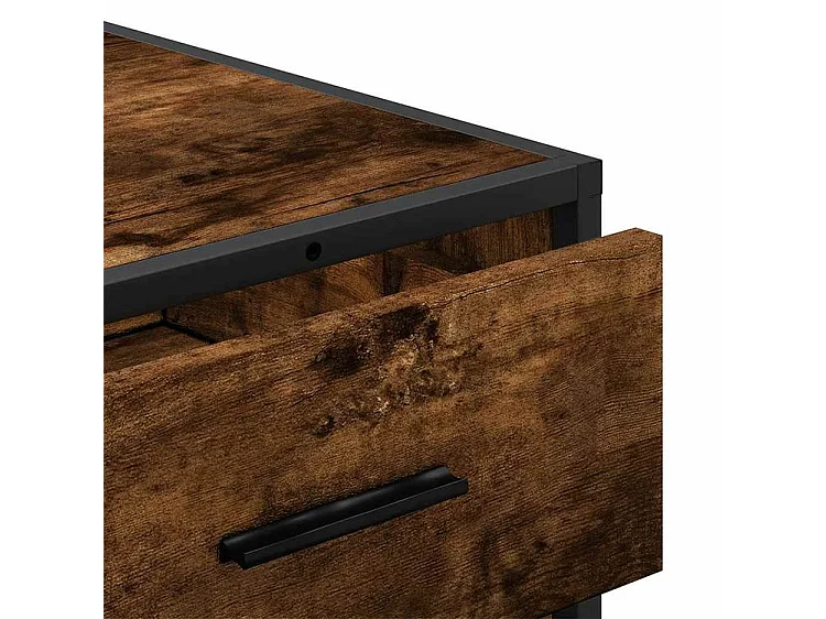 Commode 3 tiroirs Dovany L70xH56xP41 - Bois et métal-Couleur Marron fumé