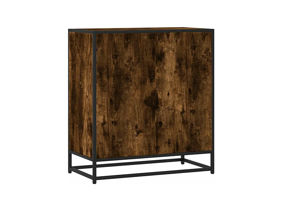 Commode 3 tiroirs Dovany L68xH76xP35 - Bois et métal-Couleur Marron fumé