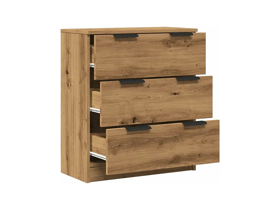 Commode 3 tiroirs moderne Karona 60cm - Choix raffiné pour un rangement efficace-Couleur Marron clair